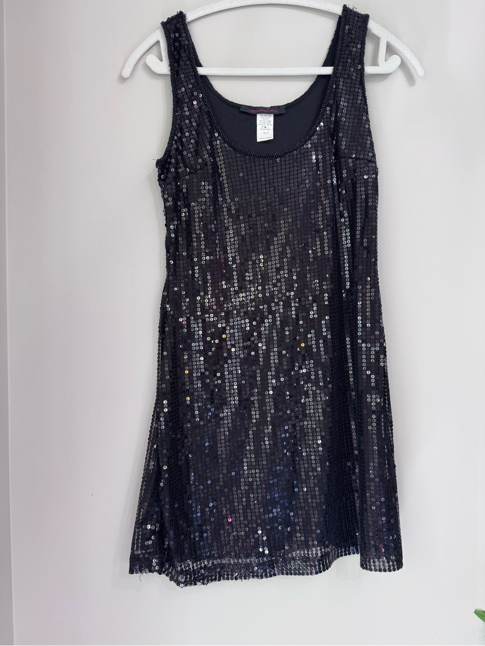 Vintage Y2k Seduction Black Sequin Scoop Neck Mini Dress